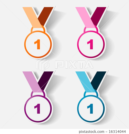 Paper clipped sticker: medal - Stock Illustration [16314044] - PIXTA