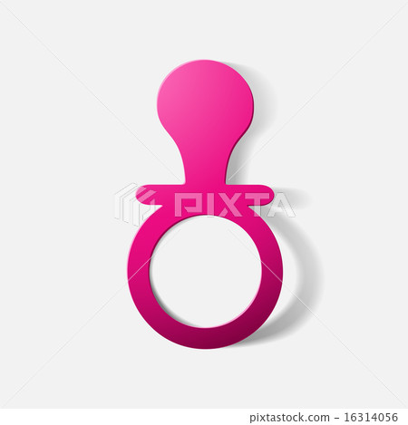 Paper clipped sticker: baby pacifier, soother 16314056