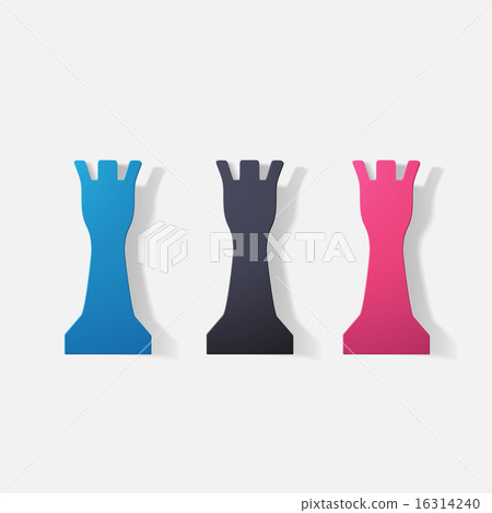 Paper clipped sticker: a chess piece, rook 16314240