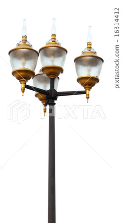 lamp post electricity isolated on white  16314412