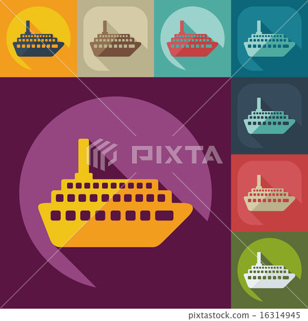 Flat modern design with shadow icon ship - Stock Illustration [16314945 ...