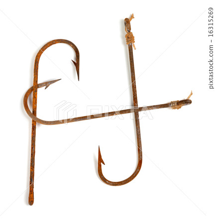 H-shaped old rusty fish hooks H-shaped old rusty fish hooks 16315269