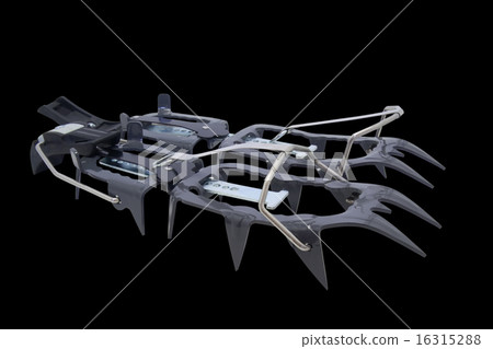 Pair of ice crampon on black background 16315288
