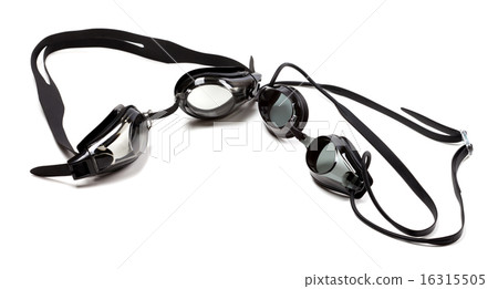 Black goggles for swimming on white background 16315505