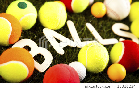 Sports balls with equipment, natural colorful tone 16316234