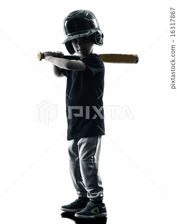 child playing softball players silhouette isolated 16317867