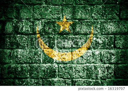 Mauritania Flag painted on brick wall 16319707