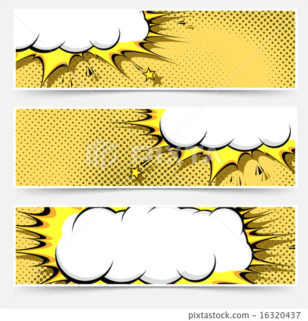 Pop-art comic book style web flyer layout Pop-art comic book style web flyer layout 16320437