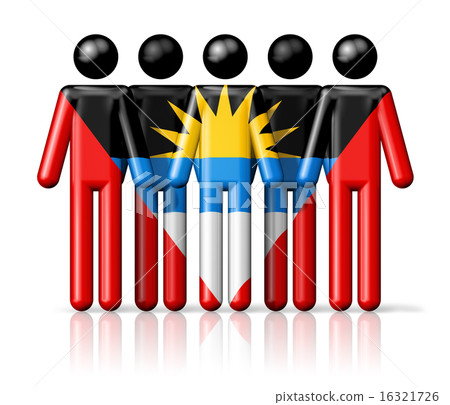 Flag of Antigua and Barbuda on stick figure 16321726