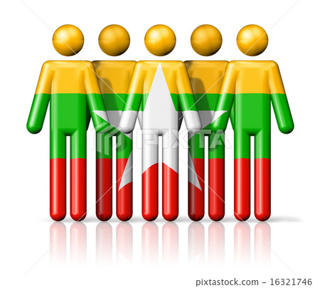 Flag of Burma Myanmar on stick figure 16321746