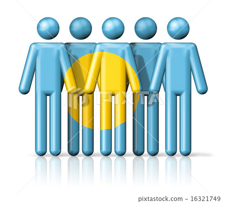 Flag of Palau on stick figure Flag of Palau on stick figure 16321749