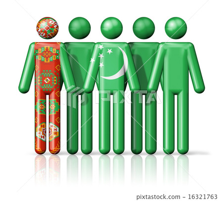 Flag of Turkmenistan on stick figure 16321763
