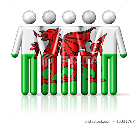 Flag of Wales on stick figure 16321767