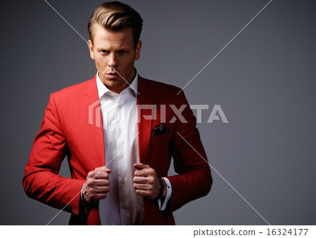 Stylish man in red jacket Stylish man in red jacket 16324177