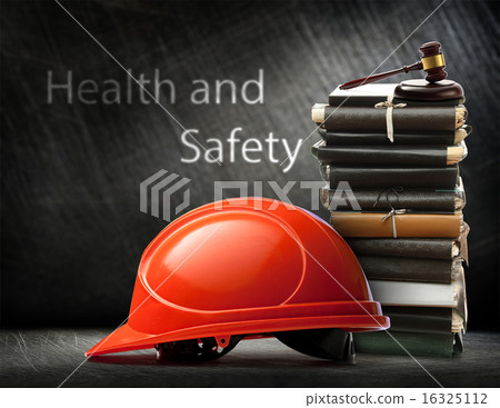 Red safety helmet on steel Red safety helmet on steel 16325112
