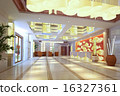 3d futuristic corridor, hall. 16327361