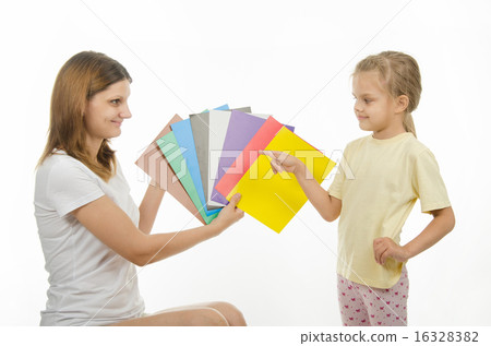 Mom and daughter teach color 16328382