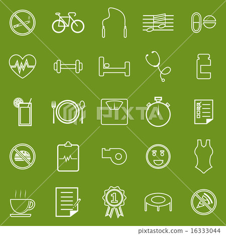 Wellness line icons on green background 16333044