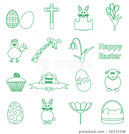 various simple outline Easter icons set eps10 16333546