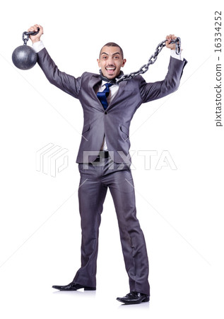 Businessman with shackles on white 16334252