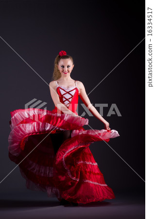 Girl in red dress dancing dance 16334517
