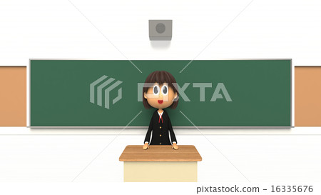 在教室講話的一名女學生的3D-CG 16335676