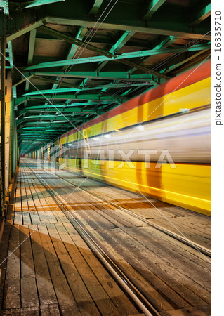 Abstract Tram Light Trail on a Bridge Abstract Tram Light Trail on a Bridge 16335710