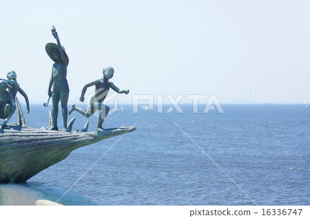 Kemigawa海灘海岸海灘親子雕象 16336747