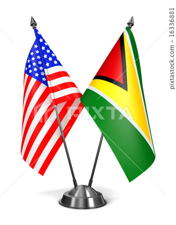 USA and Guyana - Miniature Flags. 16336881