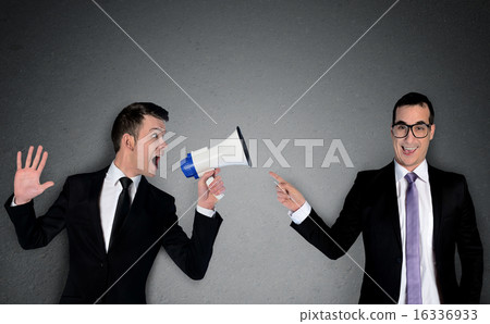 Business man laugh at announcement Business man laugh at announcement 16336933