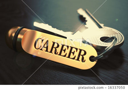 Keys to Career. Concept on Golden Keychain. Keys to Career. Concept on Golden Keychain. 16337050