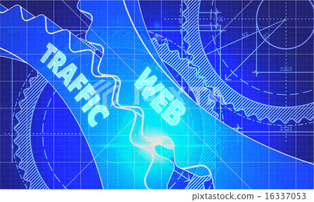 Web Traffic on the Cogwheels. Blueprint Style. 16337053