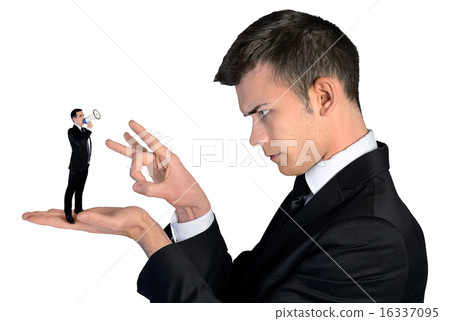 Business man finger flipping on little man Business man finger flipping on little man 16337095