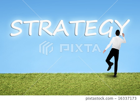 Man writing on sky Strategy word 16337173