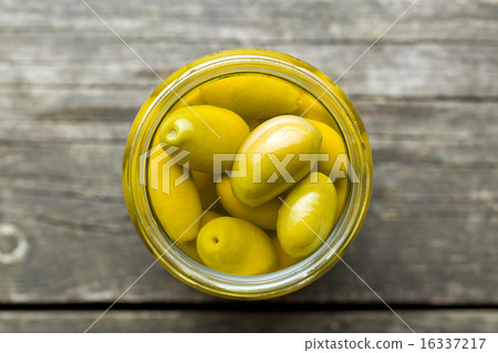 pickled green olives in jar pickled green olives in jar 16337217