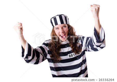 Convict criminal in striped uniform Convict criminal in striped uniform 16338264