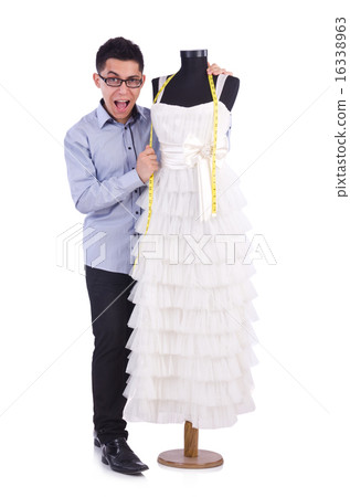 Funny male tailor on white 16338963