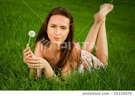 beautiful girl on grass beautiful girl on grass 16338976