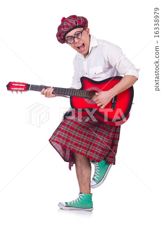 Funny scotsman with guitar on white Funny scotsman with guitar on white 16338979