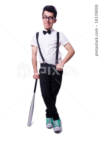 Funny man with baseball bat 16339008