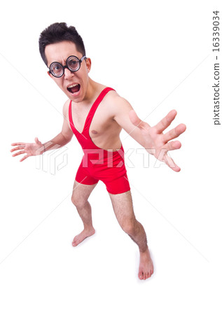 Funny wrestler isolated on white 16339034