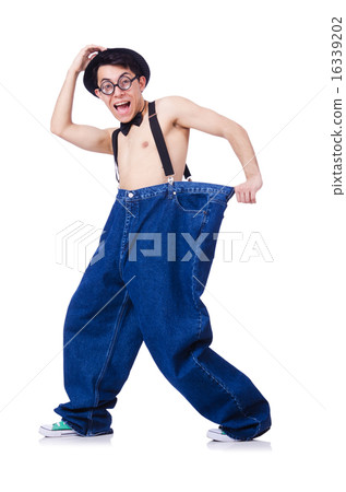 Funny man with trousers isolated on white Funny man with trousers isolated on white 16339202