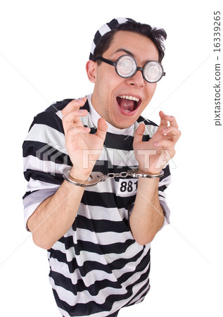 Funny convict isolated on the white Funny convict isolated on the white 16339265