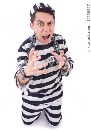Funny convict isolated on the white Funny convict isolated on the white 16339267