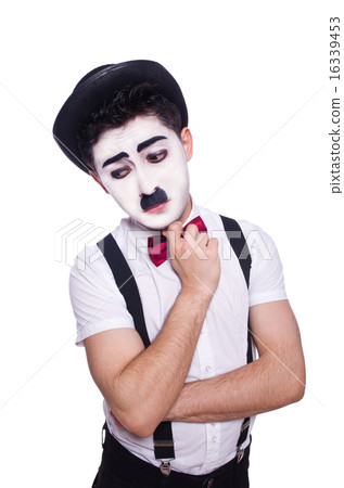 Personification of Charlie Chaplin on white 16339453