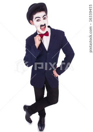 Personification of Charlie Chaplin on white Personification of Charlie Chaplin on white 16339455