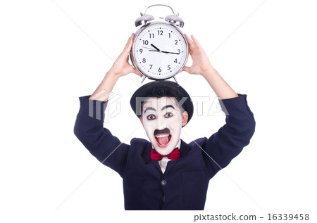 Funny man with clock on white 16339458
