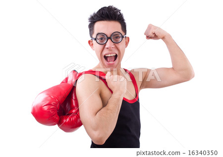 Funny boxer isolated on the white background Funny boxer isolated on the white background 16340350