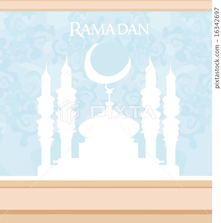 Ramadan background - mosque silhouette vector card 16342697