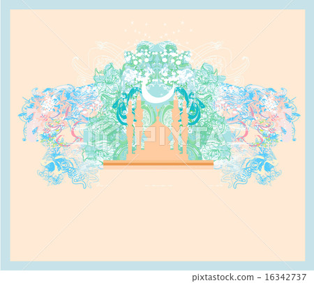 artistic pattern background with moon and mosque artistic pattern background with moon and mosque 16342737